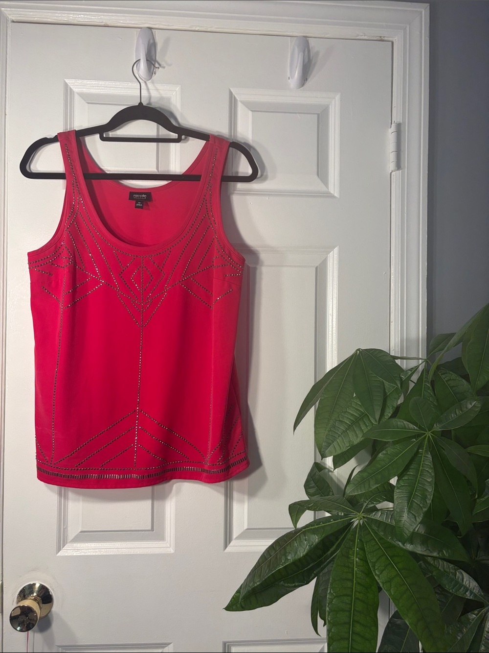 Jones New York Hot Pink Studded Tank Top